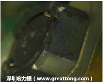 使用銀(Ag)鍍層的電源電感器(Power Inductors)，經(jīng)過推力測試后，零件端點上已經(jīng)看不到任何鍍層的痕跡了，所以其耐推力就比較小。