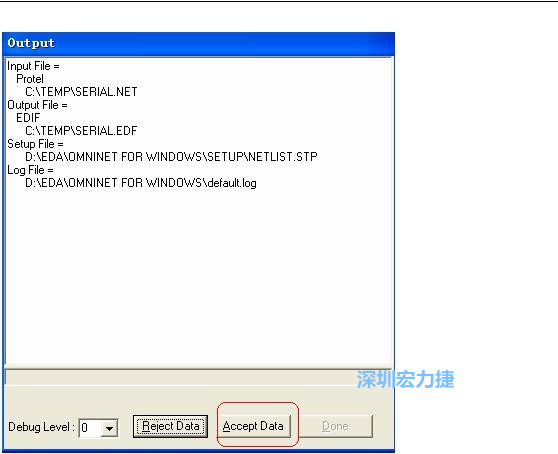 系統(tǒng)彈出一個輸出窗口，點擊 Accept Data。完成后點擊“確定”，再點擊“Done”關(guān)閉輸出窗口。退出 Omninet for Windows。